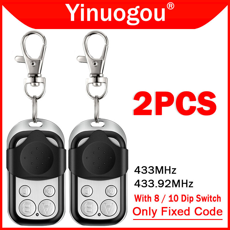 2PCS 433MHz Garage Door Remote Control Duplicator 433.92MHz Fixed Code Auto Scan Clone 8 / 10 Dip Switch Gate Opener Transmitter
