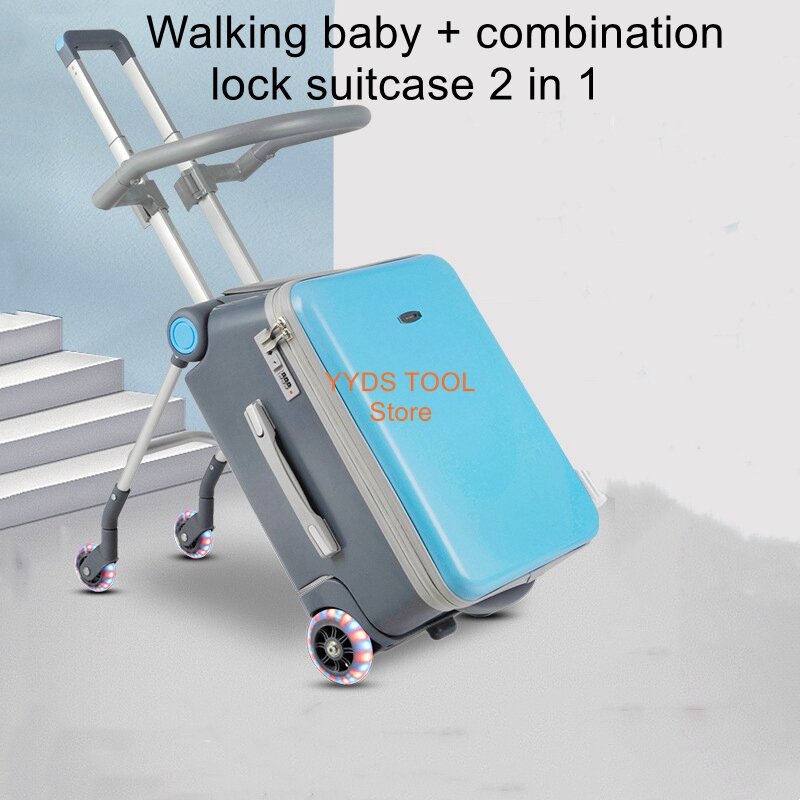 Bolsas de carrito para niños, andador antideslizante perezoso, equipaje de viaje para niños, puede sentarse y montar