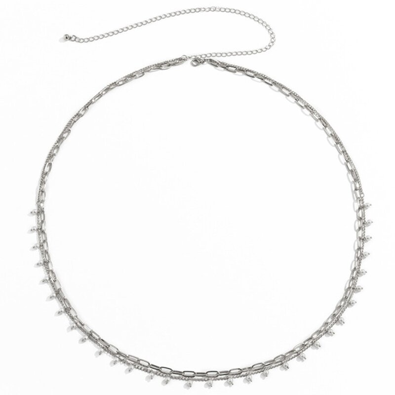Cadena cintura con joyería sexy, cadena personalidad, cadena para cuerpo con decoración perlas imitación