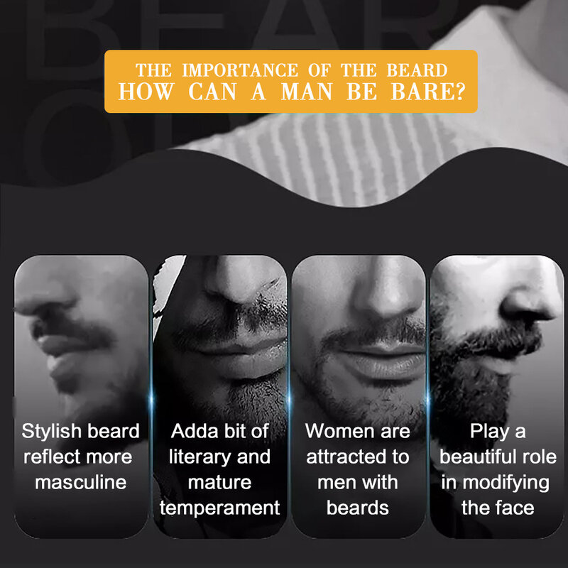 Aceite de barba para mejorar el bigote, aceite nutritivo, suave, más largo, más grueso, rebrote, brillo, fortalece el tratamiento Anti pérdida de cabello, aceite de crecimiento de barba