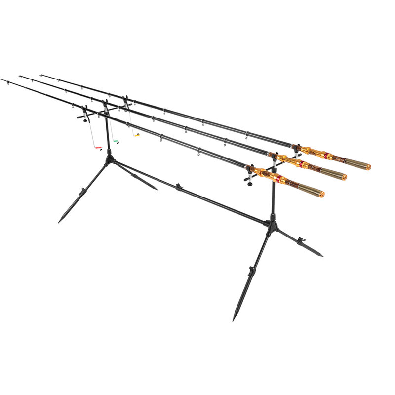 Adjustable Fishing Holder Stand Pole Pod Retractable Carp Fishing Rod Pod Stand with 3 Bite Alarms Swingers Indicators