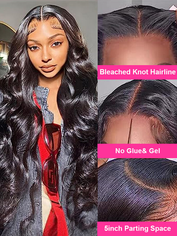 Pre Cut Glueless Wig Human Hair Ready To Wear 7x5 Lace Closure Body Wave Frontal Wig 13x4 Glueless Wig Bleached Knots For Women
