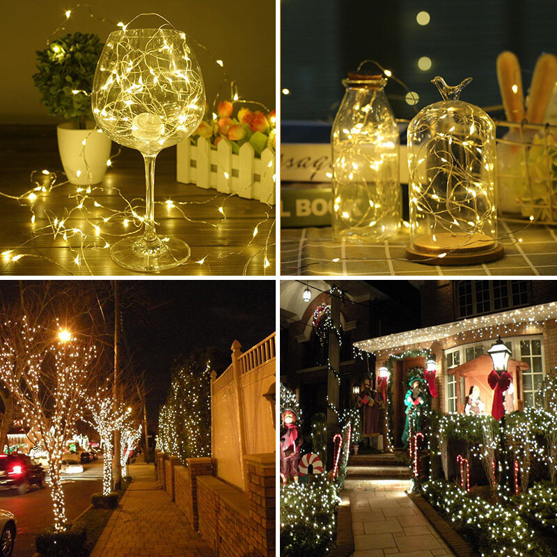 Festive Outdoor Copper String Light 5m 10m 20m 30m Remote Control Timing Battery USB Garden Light for Party Christmas Decoration