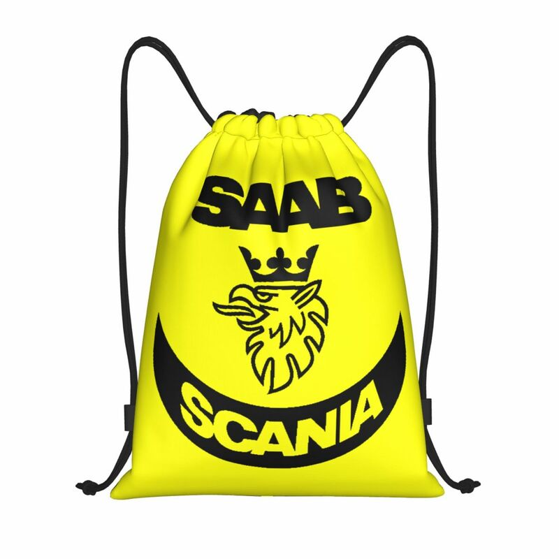 Custom Sweden Saabs Scanias Automobile Car Drawstring Bag Men Women Foldable Sports Gym Sackpack Training Backpacks