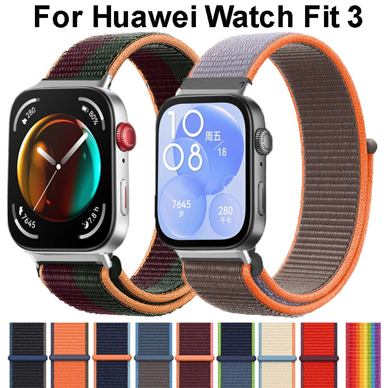Bracelet en nylon réglable pour Huawei Watch Fit 3, bracelet, bracelet, boucle, sport, accessoires