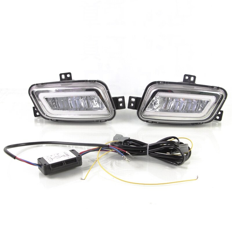 2Pcs For Ford Road Breaker With Yellow And Blue Three-Color LED Fog Light Daytime Running Light Everest 2016-2019
