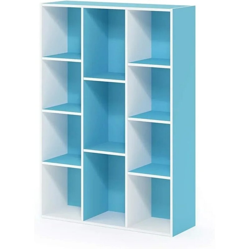 Estante para crianças, estante de livros, armazenamento de livros, 11 Cubos, Dollhouse Estante, Azul