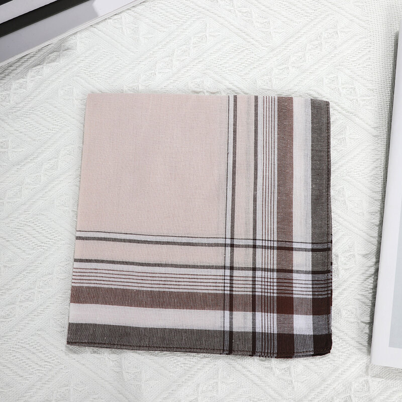 5pcs Square Plaid Stripe Handkerchiefs For Men Cotton Hanky Pocket Cotton Towel For New Year Wedding Party 38x38cm Random Color