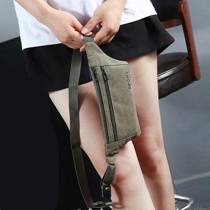 Bolsa multi-bolsos Fanny Pack para mulheres e homens, pacotes de cintura, bolsa de quadril, bolsa de lona, sacos de cinto, carteira casual