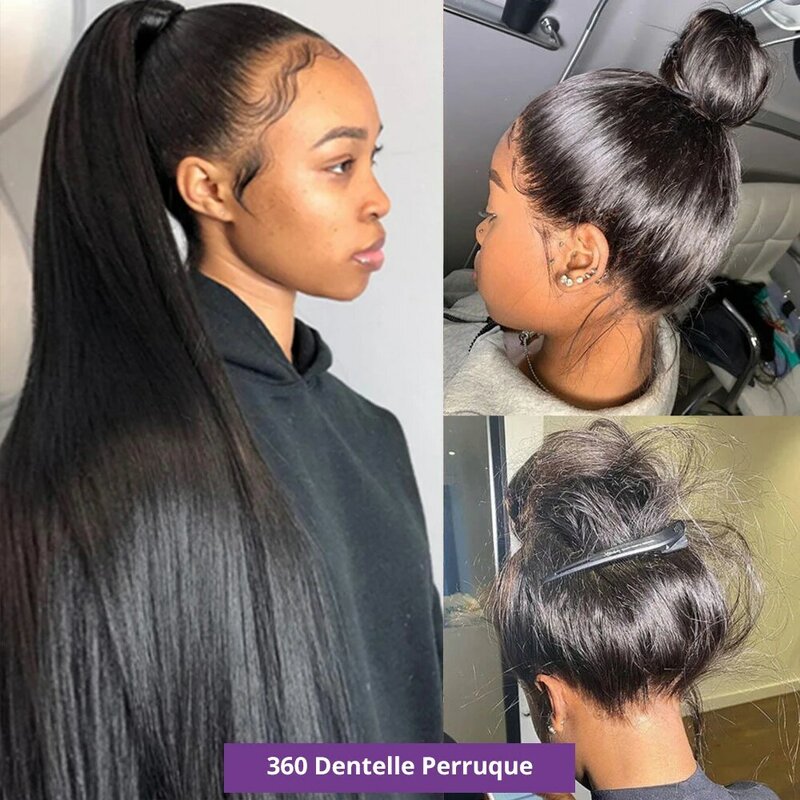 Peluca de pelucas de cabello humano Frontal de encaje para mujeres negras, peluca recta de hueso 13x4, predesplumada, 360 HD, venta