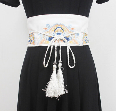 Faja ancha para mujer, vestido decorativo de tela con cintura y exterior, estilo Hanfu antiguo, vendaje bordado de estilo chino
