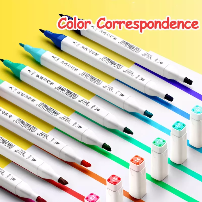 12/18/24/36/48 Colors Markers Set Washable Double-Headed Marker Safe Art Supplies Highlighter Pen School Stationery for Children