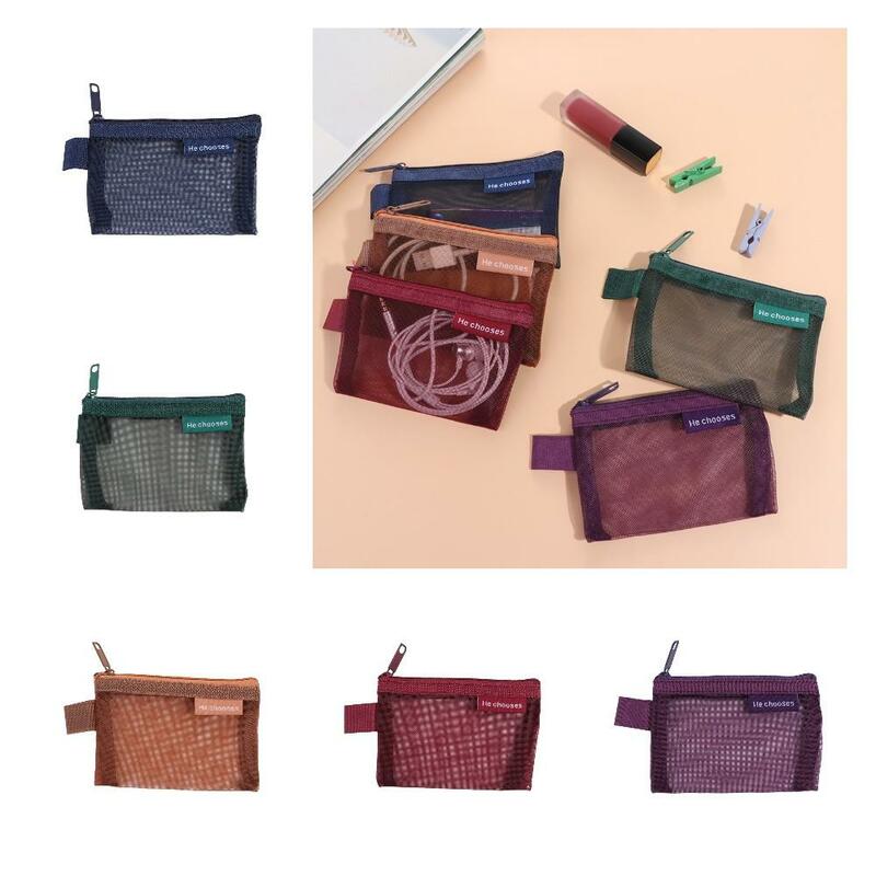Change Storage Bag Mesh Coin Bags Lipstick Cosmetic Bag Coin Money Bags Mini Coin Purse Small Item Bag Solid Color