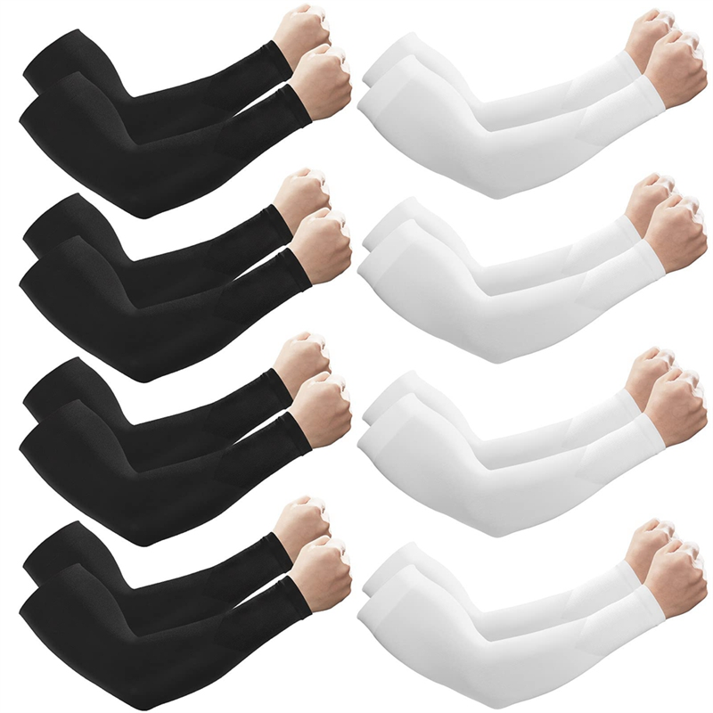 8 пар рукавов для мужчин и женщин, рукава для закрытия рук, УФ наружные и охлаждающие, солнцезащитные рукава, черный + белый