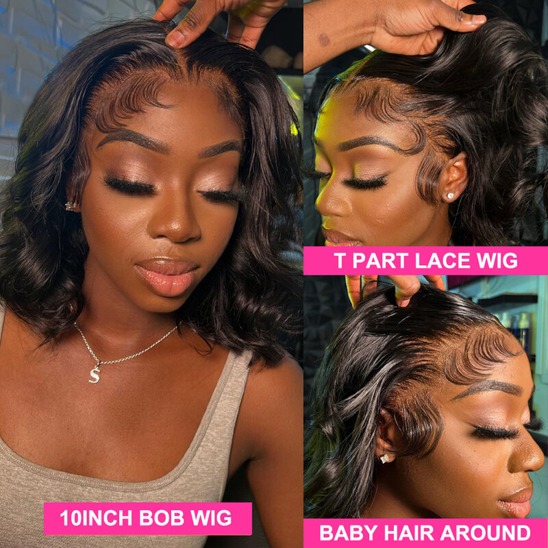 Body Wave Front Wig For Women 13x4 Pre Plucked Short Bob Wig Lace Front Human Hair Wigs T Part Lace 4x4 5x5 Hd Lace Closure Wig
