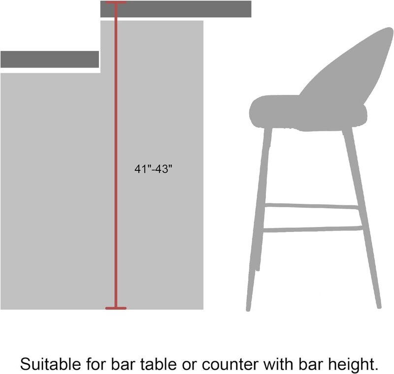 Glitzhome kursi Bar tinggi Modern, Set kursi Bar kulit PU kain tinggi 2, 40 inci, bangku Bar tinggi Bar dengan logam