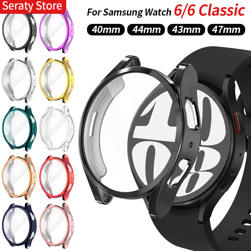 Capa para Samsung Galaxy Watch 6 40mm 44mm Protetor de ecrã TPU macio Capa protetora para todos os lados para Samsung Galaxy Watch 6 Classic 47mm 43mm Acessórios para a capa do relógio
