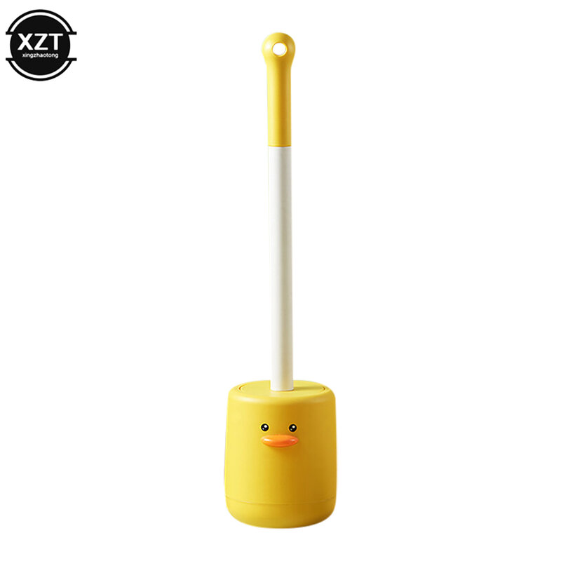 NEW Silicone Toilet Brush And Holder Quick Draining Clean Wall-Mount Cleaning Brush Flat Head Soft Brush Toilet Brush Holder Set