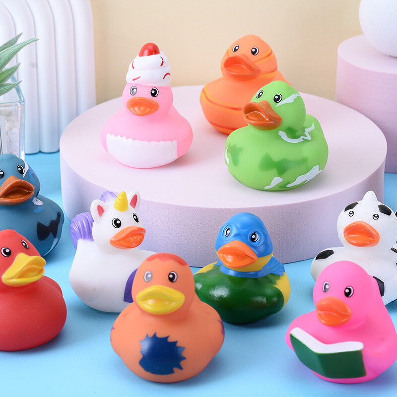5-50 buah mainan mandi bebek karet baru yang dapat diremas mainan mandi anak-anak lucu hadiah pesta ulang tahun untuk anak perempuan atau anak laki-laki