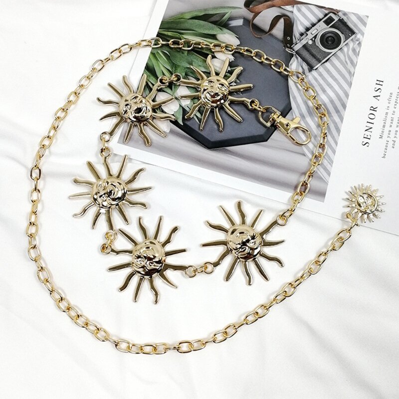 for Sun Shaped Design Metal Waist Chain Pendant Belly Belt Body Chains Jewelry Accessories for Women Girls Jewelry Decor