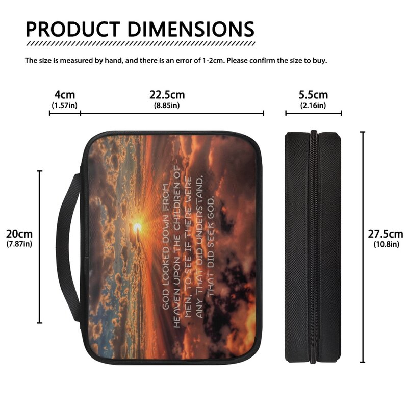 Large Bible Cover Travel Tool Case Handbag Storage Bag Tickets File Organizer Easy Gripping To Hold Setting Sun Cloud Material