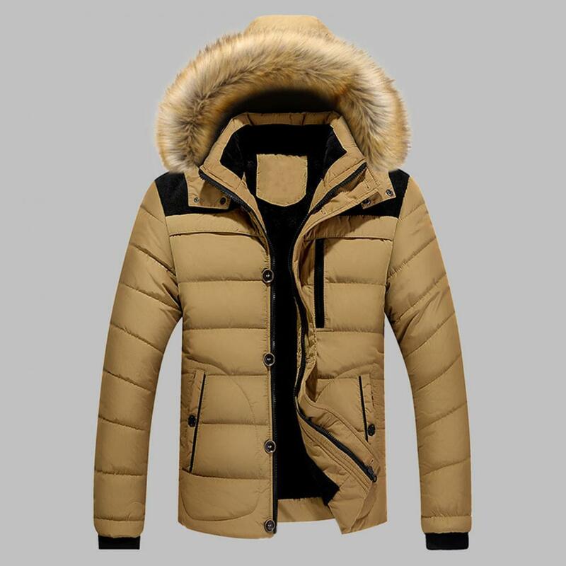 Winter Daunen mantel extra dicke Langarm hoch warm gepolsterte Herren jacke mit hohem Kragen abnehmbare Hut kante Winter jacke Mantel