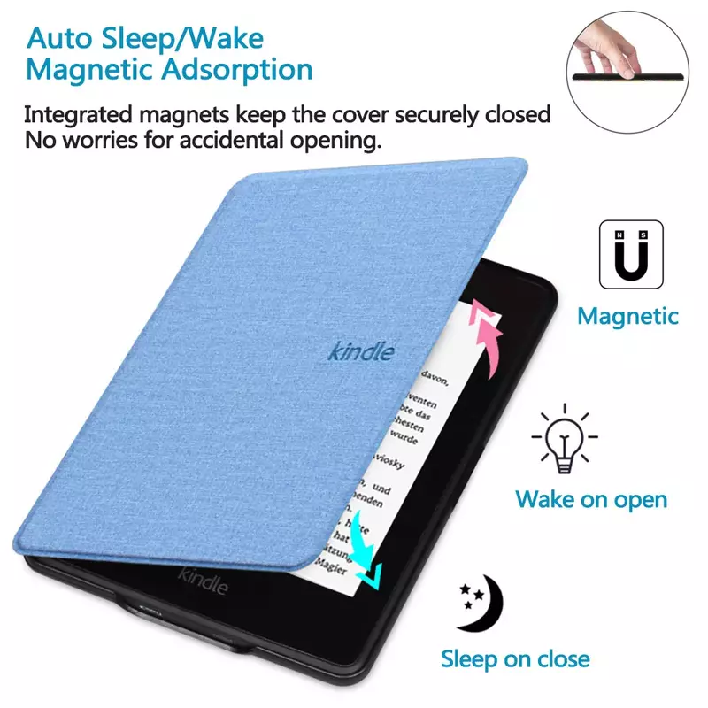 Capa de Bolsa Magnética com Auto Sleep and Wake, Capa para Kindle Paperwhite 5, 4, 3, 2, 1, 8th, 10th Generation, 11th Generation, 6 6.8 ", 2022