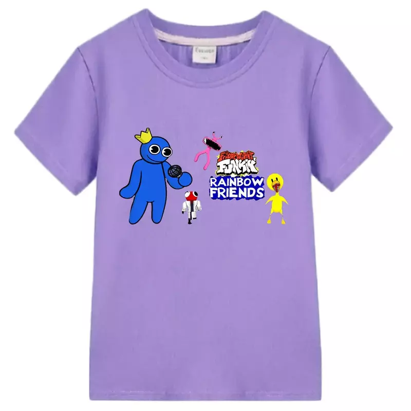 Économie College Rainbow Friends Anime pour garçons et filles, T-shirt manga, T-shirt à manches courtes, 100% coton, esthétique, mode