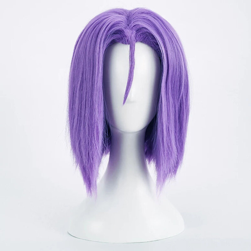 Anime Rocket Team James Wig Cosplay uniseks rambut ungu pendek Wig sintetis tahan panas properti Halloween