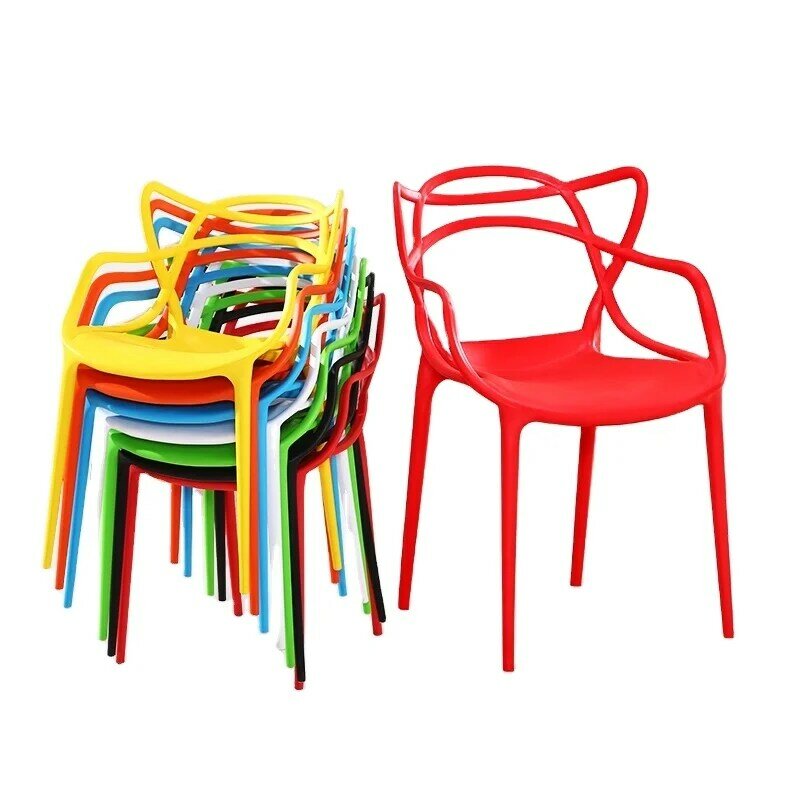 Silla de comedor informal nórdica, silla de plástico simple y moderna, silla apilable para café, gran oferta