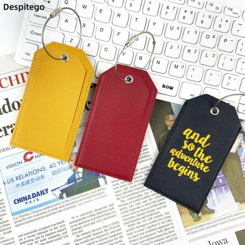 With Anti Loss Wire Rope PU Leather Luggage Tag Address Label Boarding Pass Airplane Suitcase Tag Letter Information Card