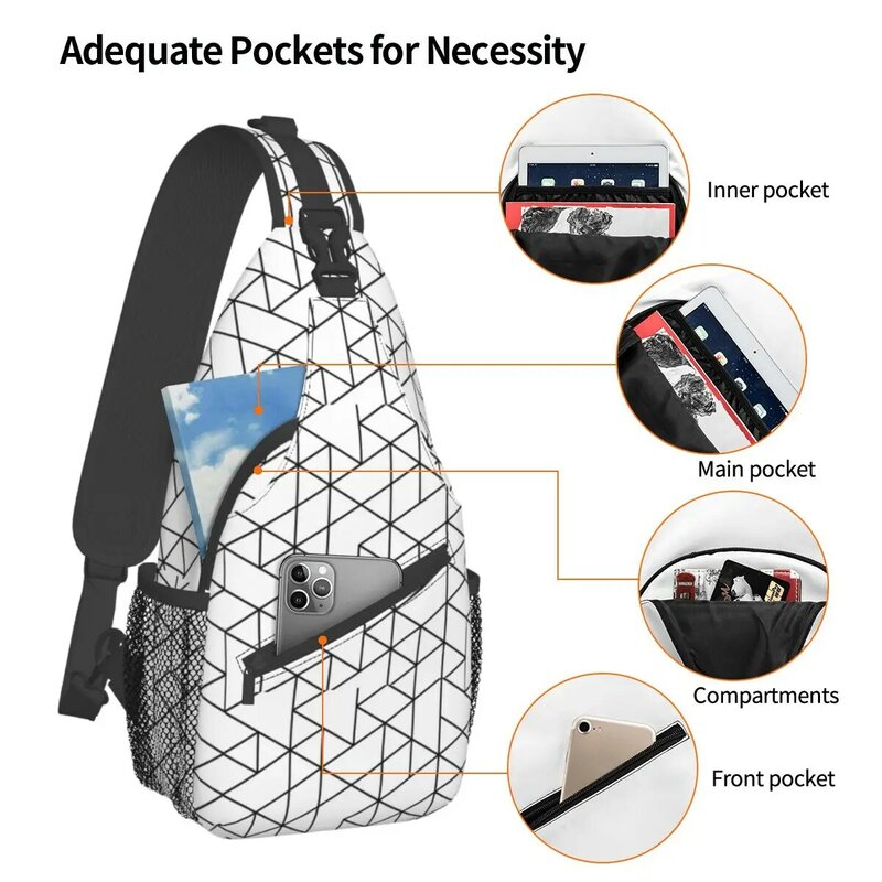 Dreiecke schwarz-weiß Umhängetasche kleine Brusttasche moderner Schulter rucksack Tages rucksack für Reisen Wandern Camping Schulranzen