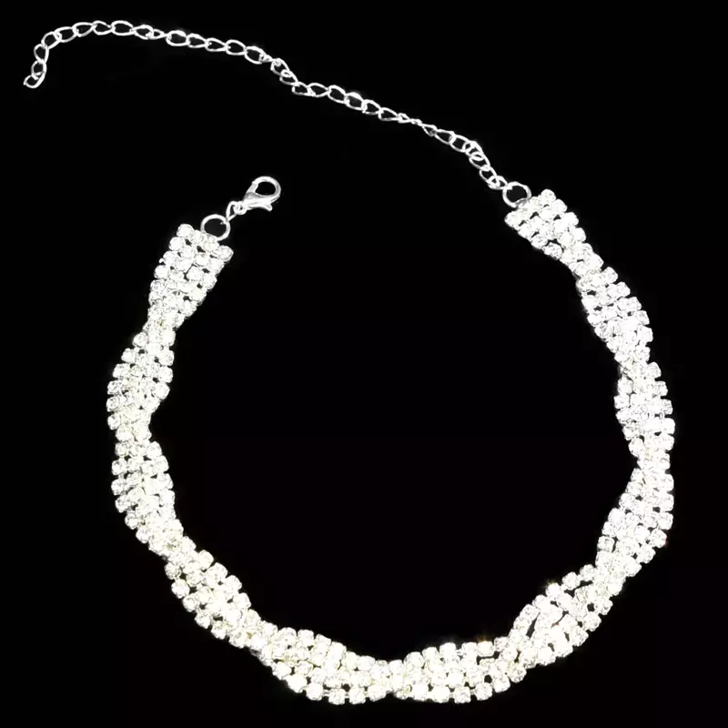 MiDee-gargantilla con diamantes de imitación para mujer, collar con diseño espiral de doble hilera, ropa de noche para boda, fiesta nupcial