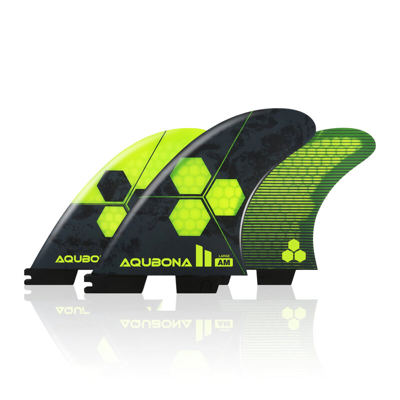 AQUBONA Surfboard Thruster Fins Set,Honeycomb Fiberglass Performance S/M/L Size, Compatible with Single/Twin Tab