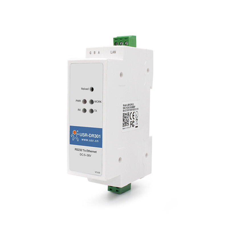 DIN-rail Serial Port RS232 To Ethernet Converter Server USR-DR301 Support Modbus RTU to TCP For Data Transmission