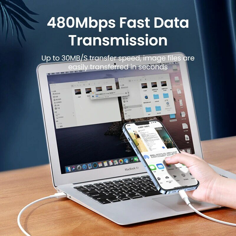 UGREEN – câble USB MFi vers Lightning 2,4a pour recharge rapide et transfert de données, compatible avec iPhone 14, 13, 12 Pro Max et iPad