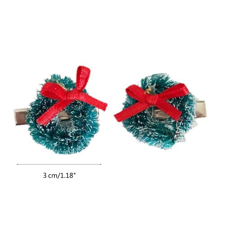 Y166 Christmas Decorations Party Hair Clips Christmas Bowknot Wreath Hairpin Duckbill Clip Side Pin Festival Party Supplies