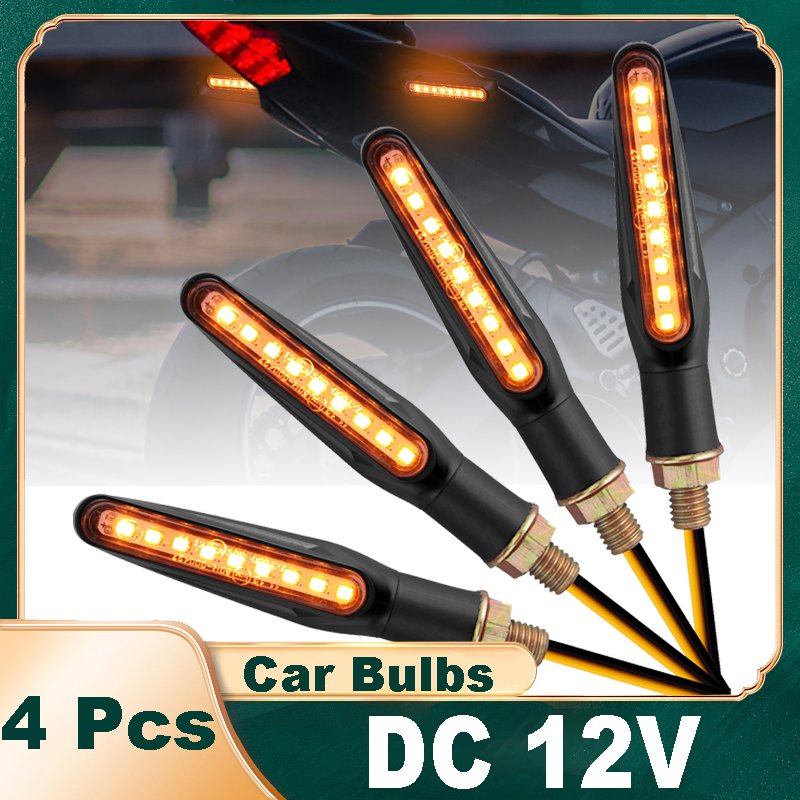 4 Pcs LED Turn Signals  E-Marked Approved E24 Waterproof IP67 Turn Signal Lights Universal 12V Motorcycle Scooter M10 Bolt