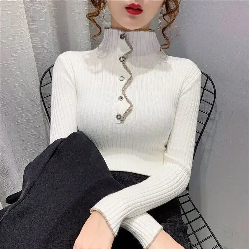 Women's autumn and winter high-neck slim-fit elegant long-sleeved knitted underwear