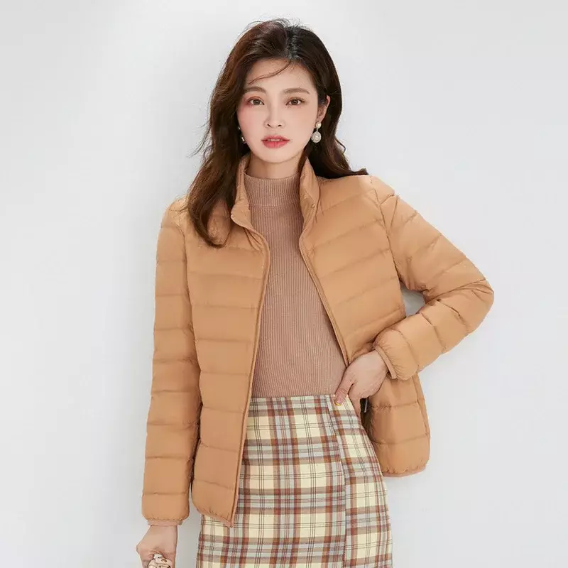 แจ็คเก็ตขนเป็ดผู้หญิงสั้น MODE KOREA 12สี90% ใหม่2024เสื้อขนเป็ดผู้หญิงให้ความอบอุ่นในฤดูใบไม้ร่วงฤดูหนาว