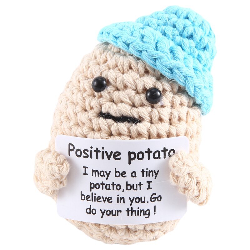 Boneka kentang rajut lucu hadiah positif mewah kentang lucu bercahaya dengan kartu positif untuk ulang tahun dan dekorasi tahan lama