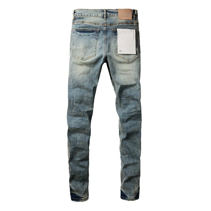 Pantaloni in denim jeans di marca ROCA viola con toppe high street realizzati con vecchi pantaloni in Denim Skinny a vita bassa per la riparazione del tessuto patch