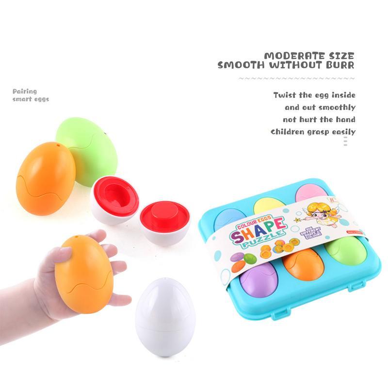 Easter Eggs Matching Toy for Kids, Egg Shapes, Puzzle Set, Pré-escolar, habilidades motoras finas, cores e formas, Play, 6 peças