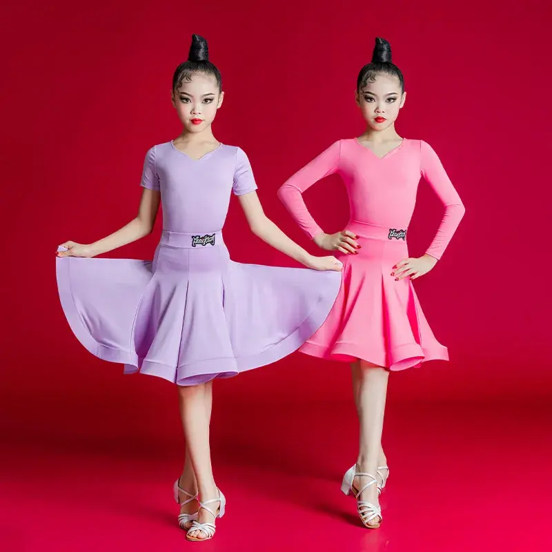 Kinder Latin Tanz kostüm für profession elle Wettbewerb Mädchen große Schaukel Kleid neue Kinder Latin Training Leistung