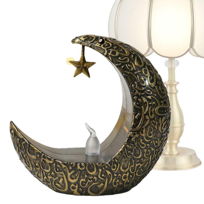 Eid Lights For Room Tabletop LED Moon Light Tabletop Holiday Candle Holders Elegant Candle Lantern Battery Powered Night Light