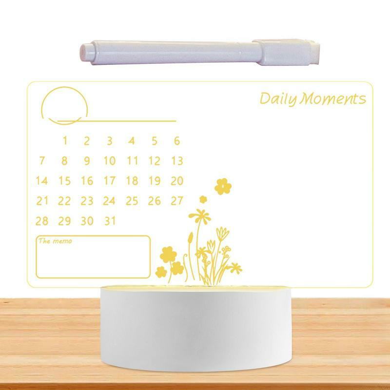 Light Up Dry Erase Board Luminous Calendar Message Boards For Desk Universal Erasable Transparent Writing Notepad With Pen For