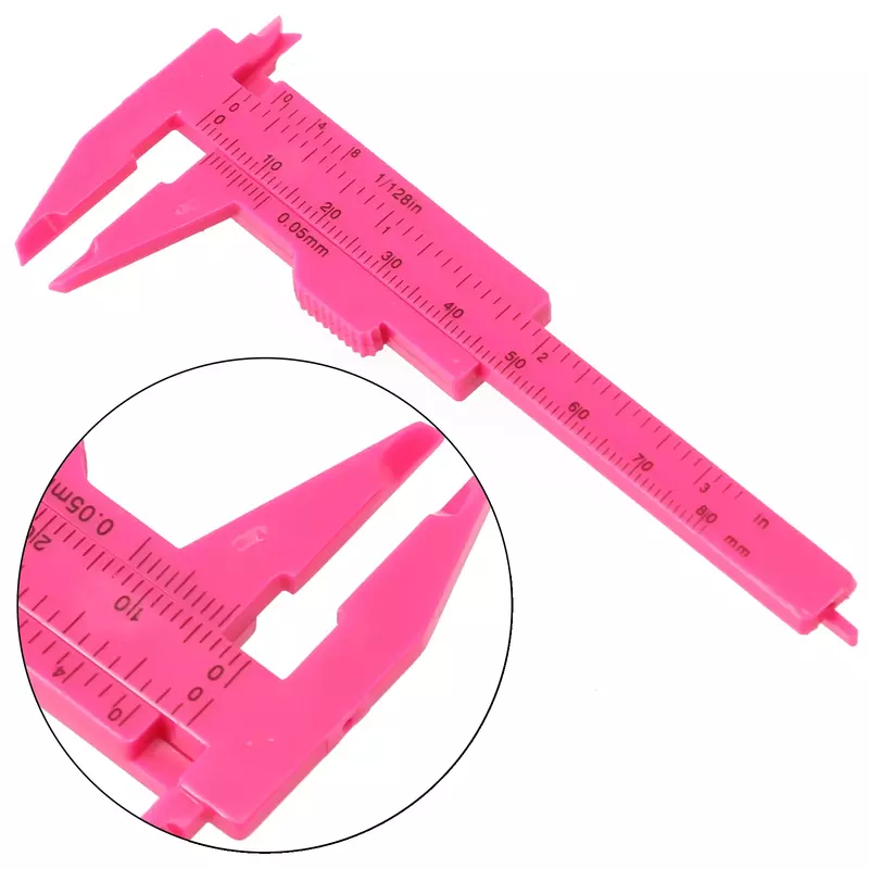 Gloednieuwe Remklauwen Liniaal Houtbewerking Handige Tool Sieraden Meten Roze/Rosé Rode Plastic Roestvrije Glijdende Nonius