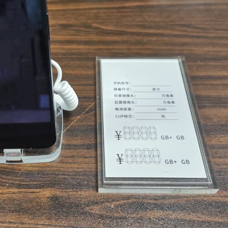لوحة عرض سعر الهاتف المحمول ، لوحة تسمية الاكريليك ، بطاقة طاولة شفافة