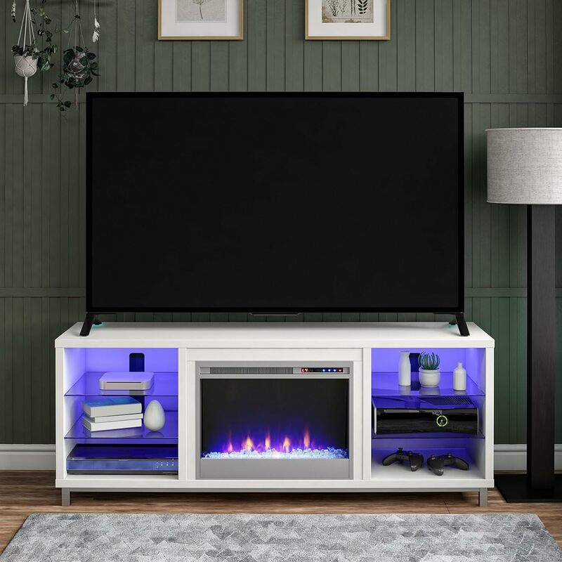 New 2024 Lumina Fireplace TV Stand for TVs up to 70", White  | USA | NEW