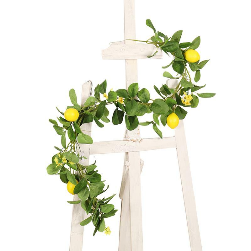 Artificial Lemon Rattan Hanging Lemon Decorative Rattan with Greenery Leaves Silk Flower Hanging Lemon Decorations for Home